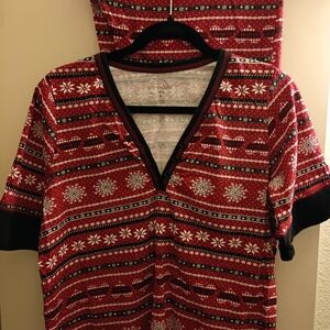 Dream CO Vibrant Red and Black V-Neck Pajamas M14/16